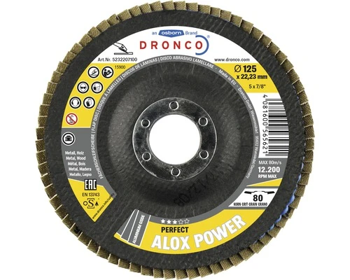 DRONCO Lamellenschuurschijf Perfect Alox Power K80 Ø 125 Mm 3 DRONCO Lamellenschuurschijf Perfect Alox Power K80 Ø 125 Mm